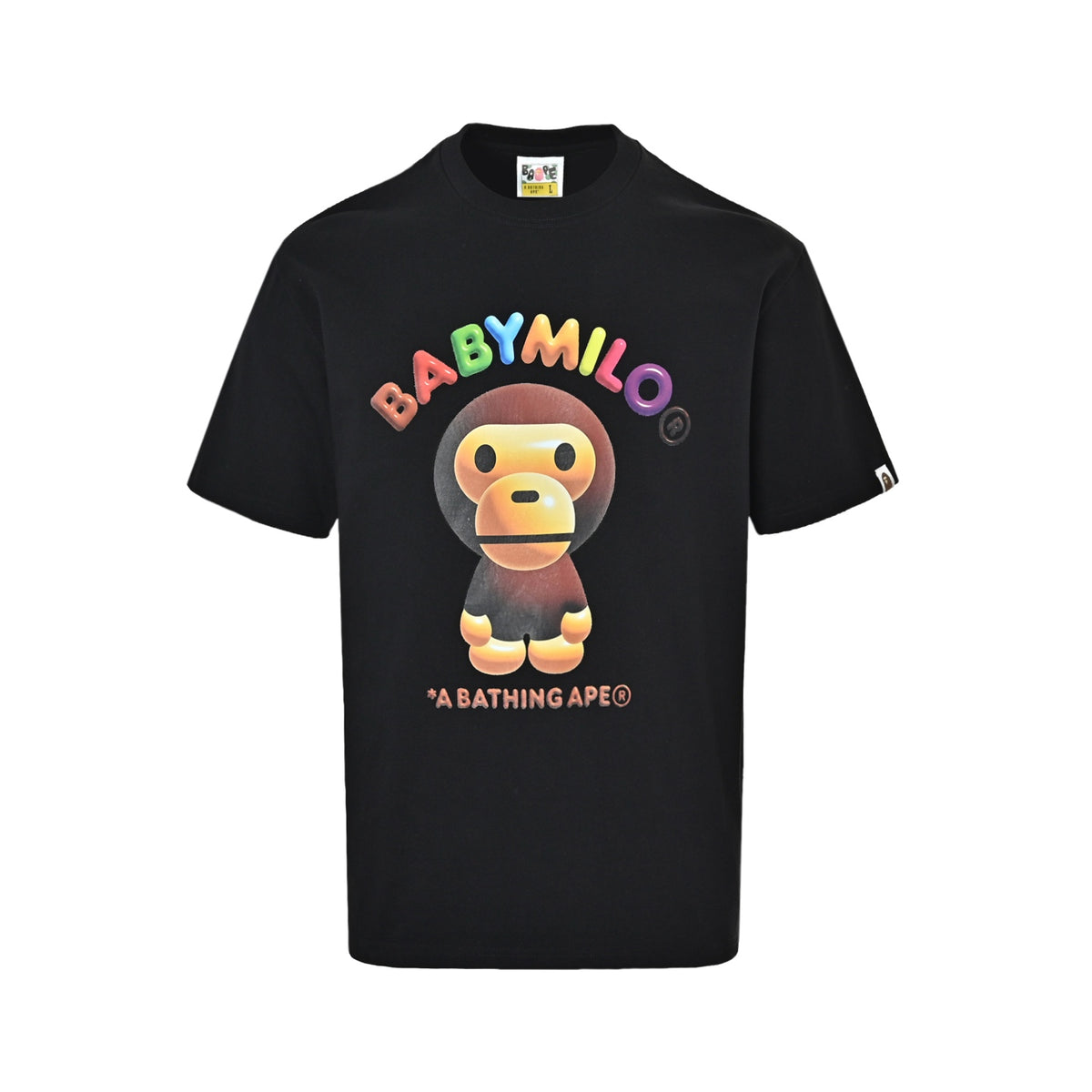 Bape colorful letter monkey print short sleeves