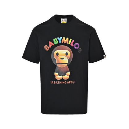 Bape colorful letter monkey print short sleeves